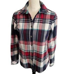 Orvis Plaid Button Up Shacket Flannel Womens